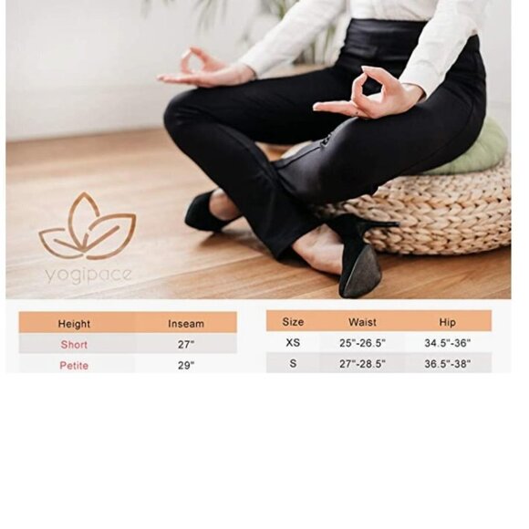 Yogipace, Belt Loops, Women's Petite Straight Leg Yoga Dress Pants, XSP - Picture 6 of 7